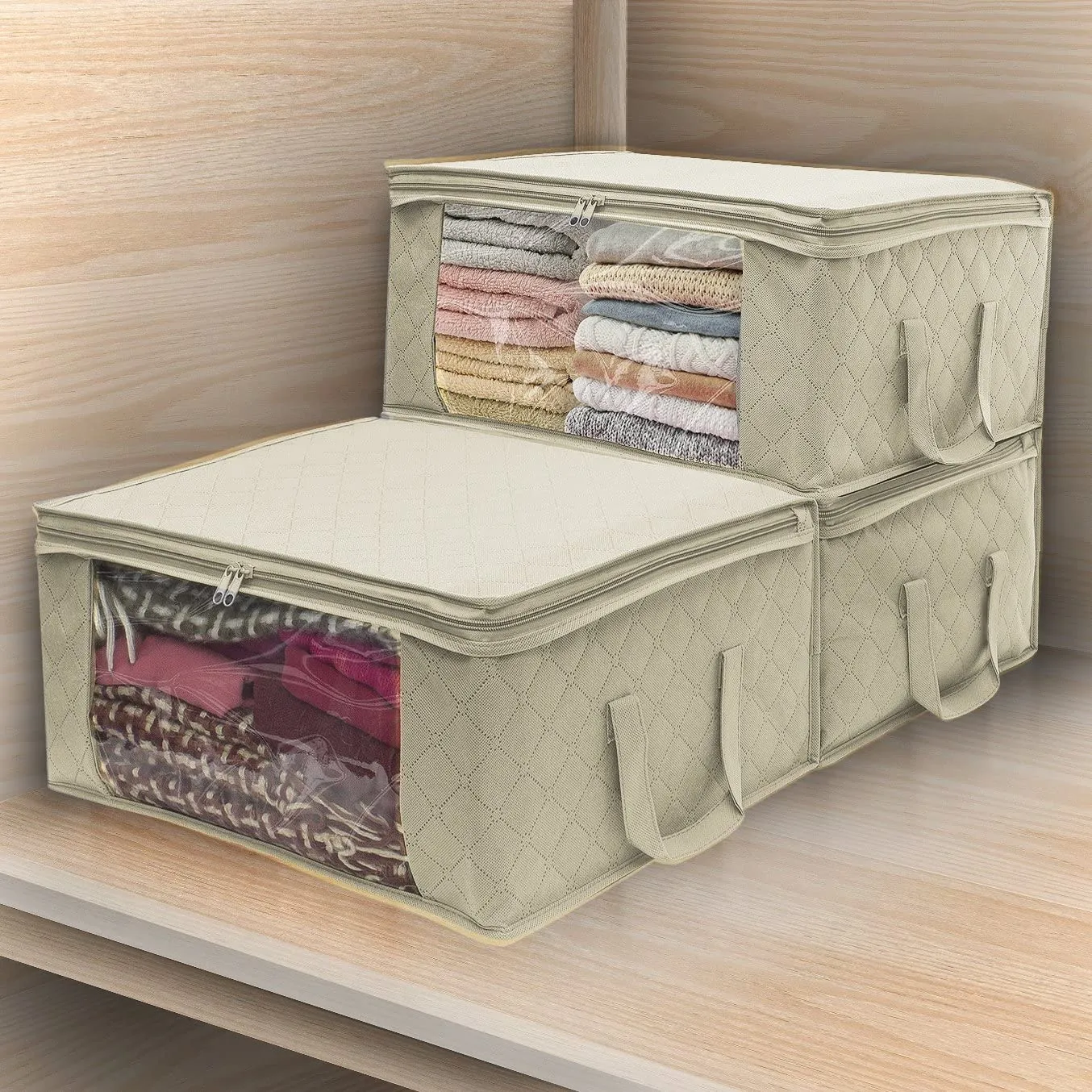 「❉New Year - 40% Off」Clear Window Foldable Storage Bag (19.3'' x 14.2'' x 8.3'')