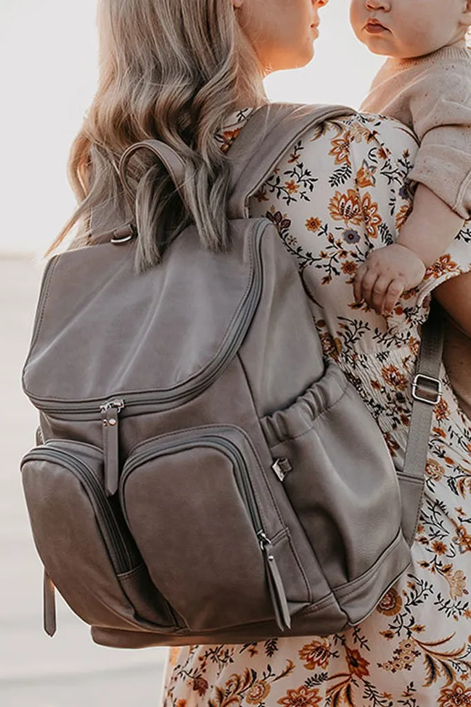 OiOi- Faux Leather Nappy Backpack- Taupe