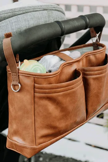 OiOi - Faux Leather Pram Caddy- Tan