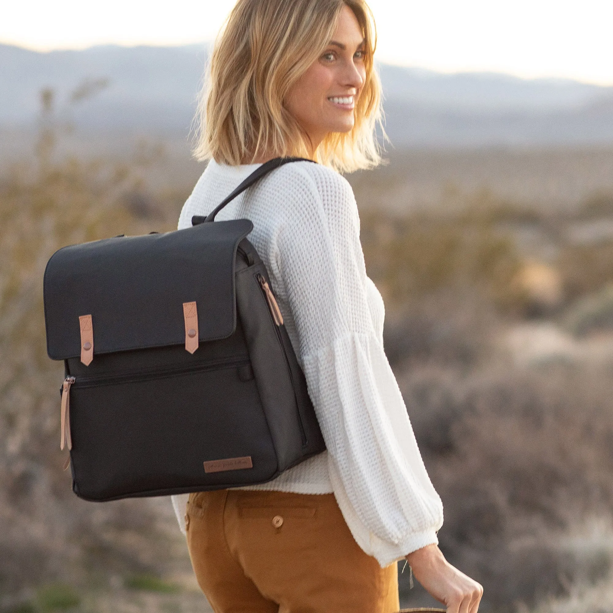 Petunia Pickle Bottom- Meta Backpack: Black matte Canvas