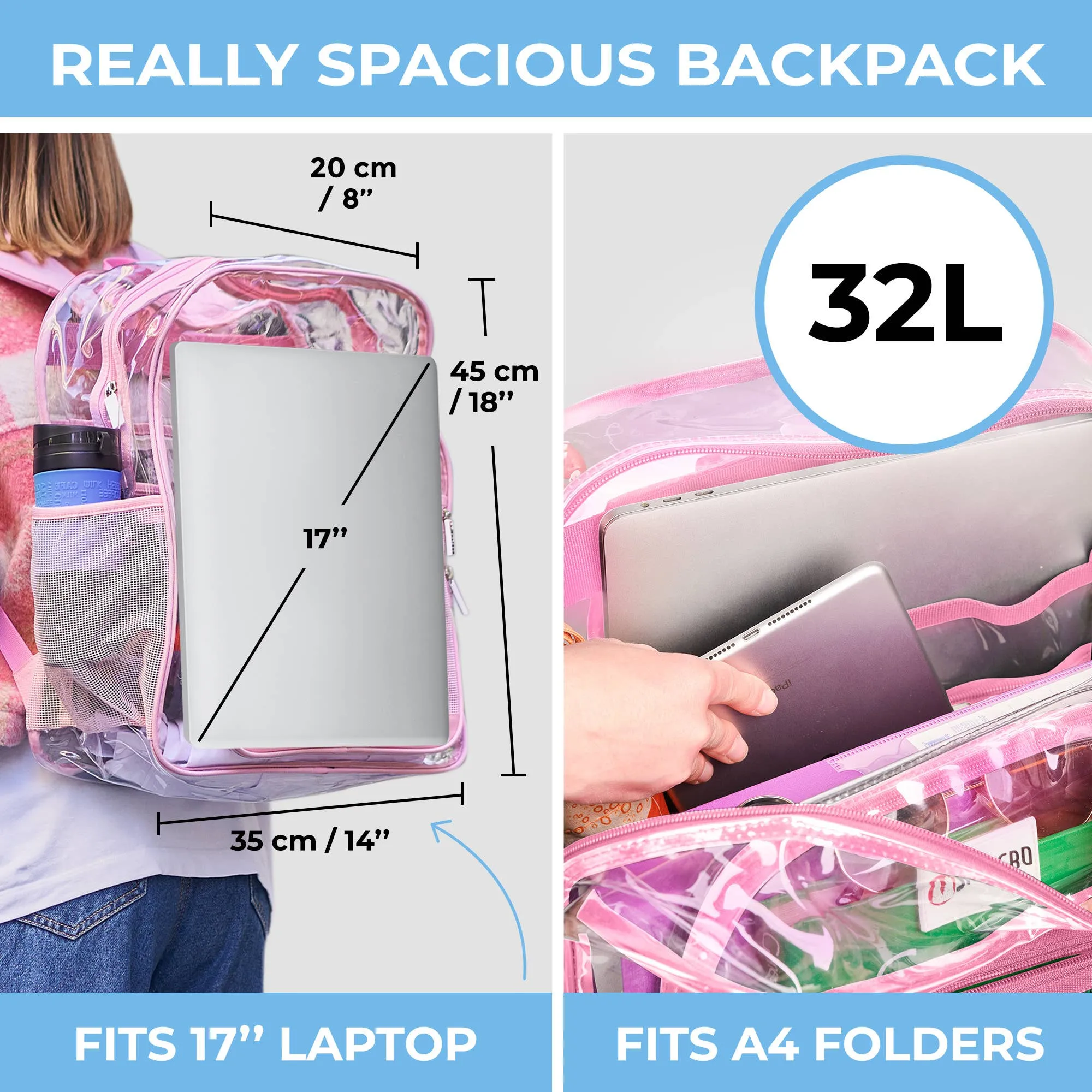 Pink Clear Backpack