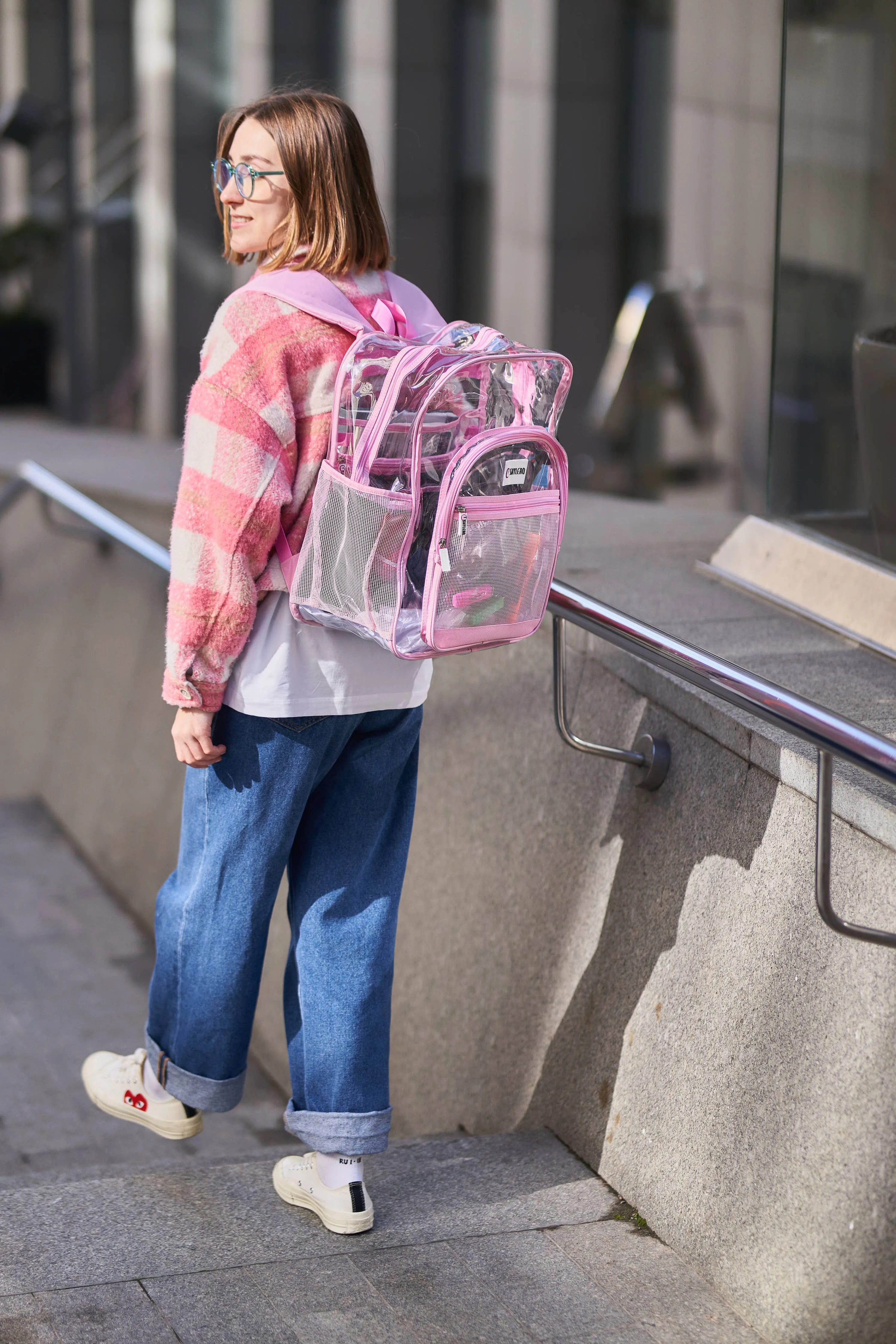 Pink Clear Backpack