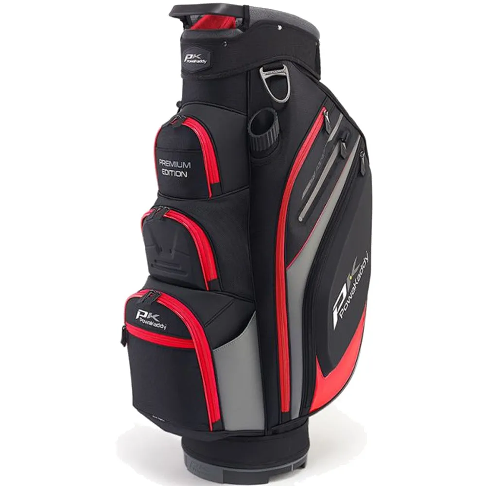 PowaKaddy Premium Edition Cart Bag - Black/Gun Metal/Red