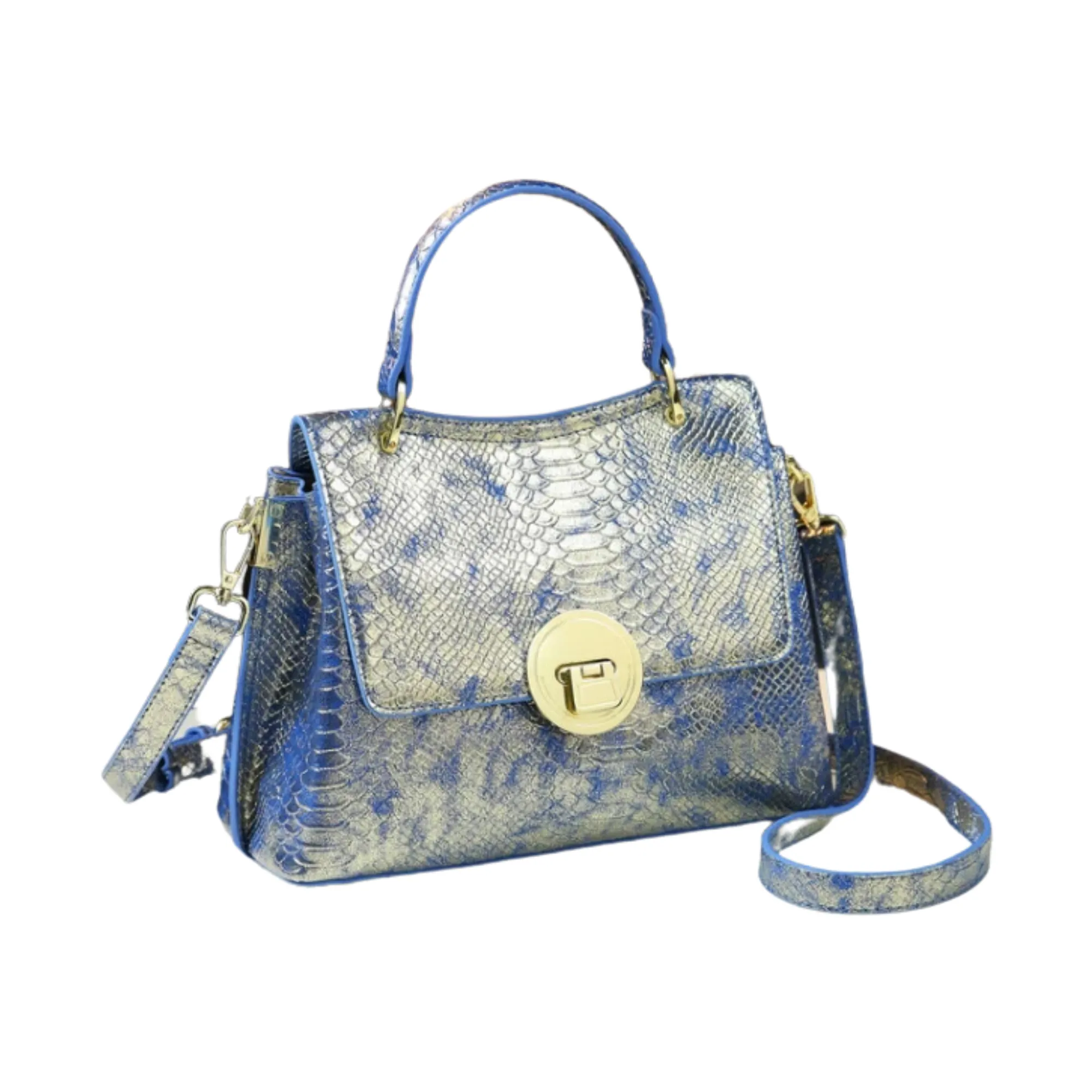 Pre Order:  Faux Snakeskin Top Handle Bag