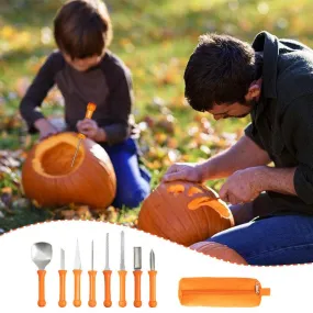 Pumpkin carving set 8 parts in stainless steel