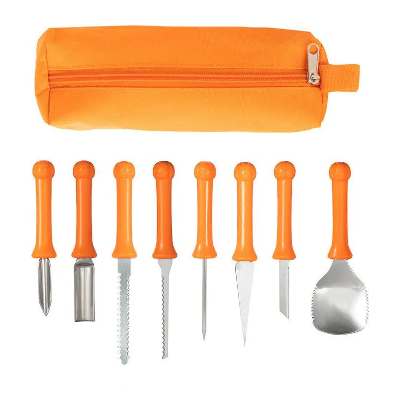 Pumpkin carving set 8 parts in stainless steel