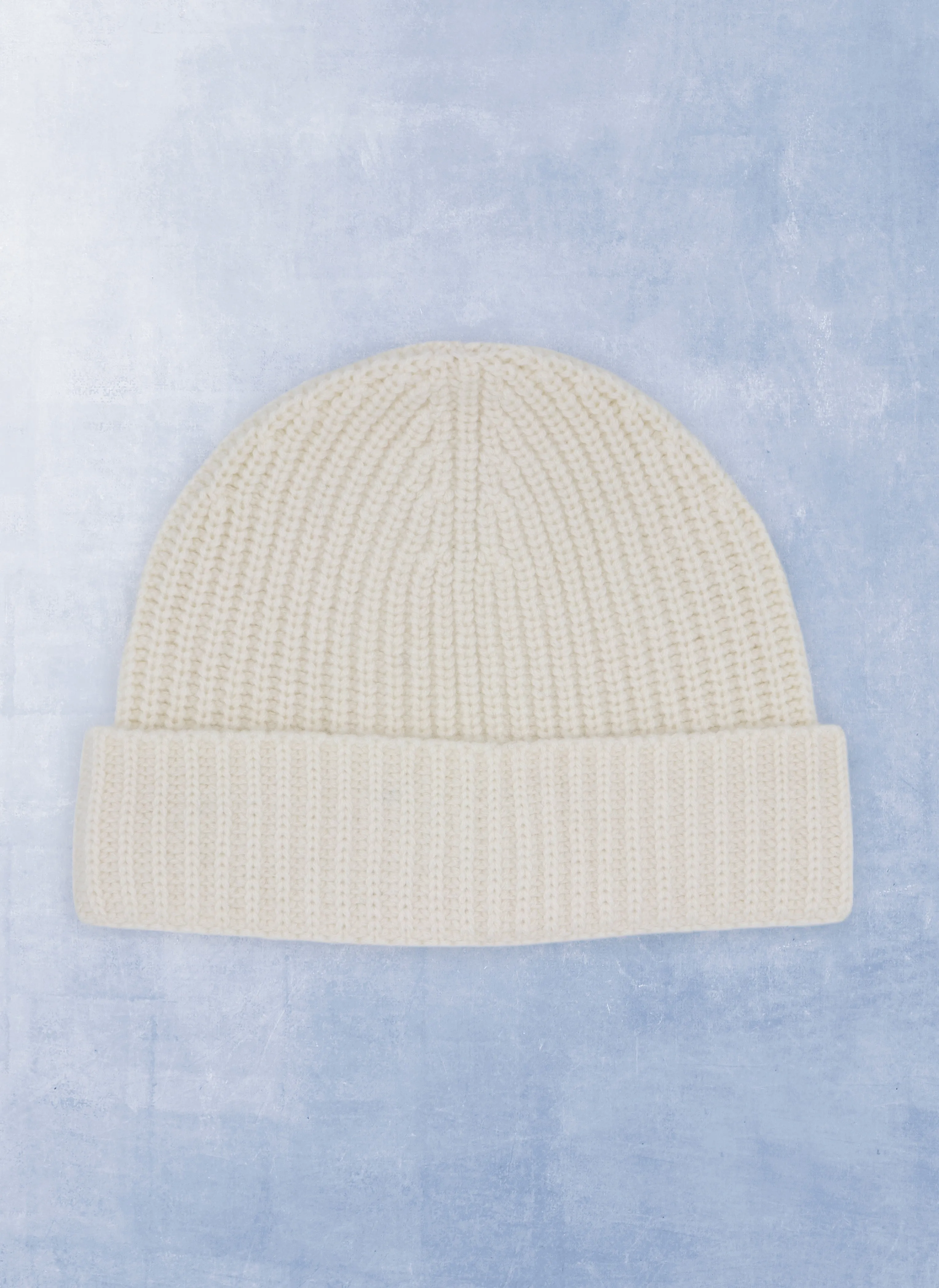 Pure Cashmere Unisex Rib Beanie in Ivory