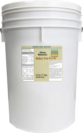 Rainy Day Foods Macaroni Elbow 5 Gallon 20 lbs Super Pail - 159 Servings