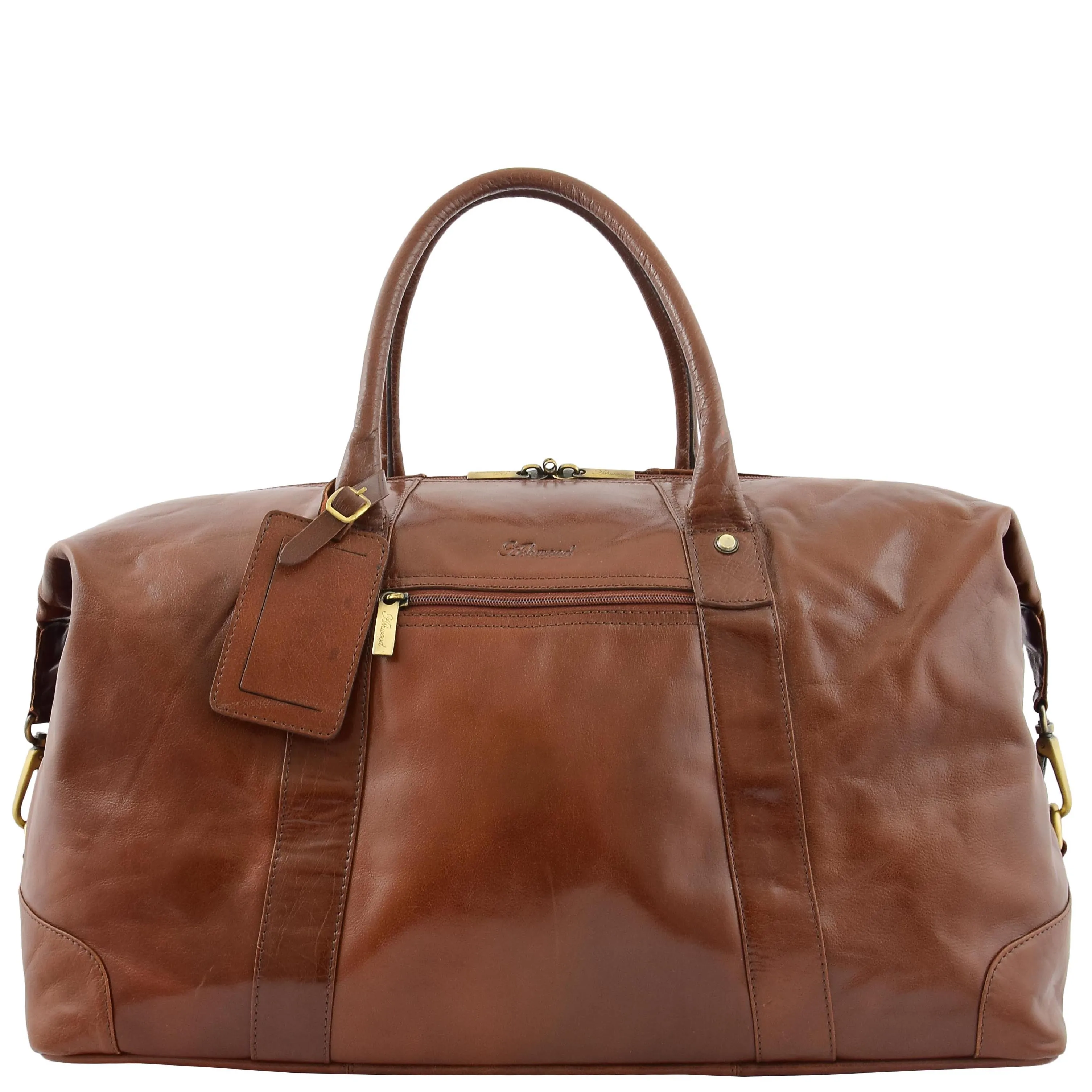 Real Leather Travel Holdall Large Size Duffle Perugia Tan