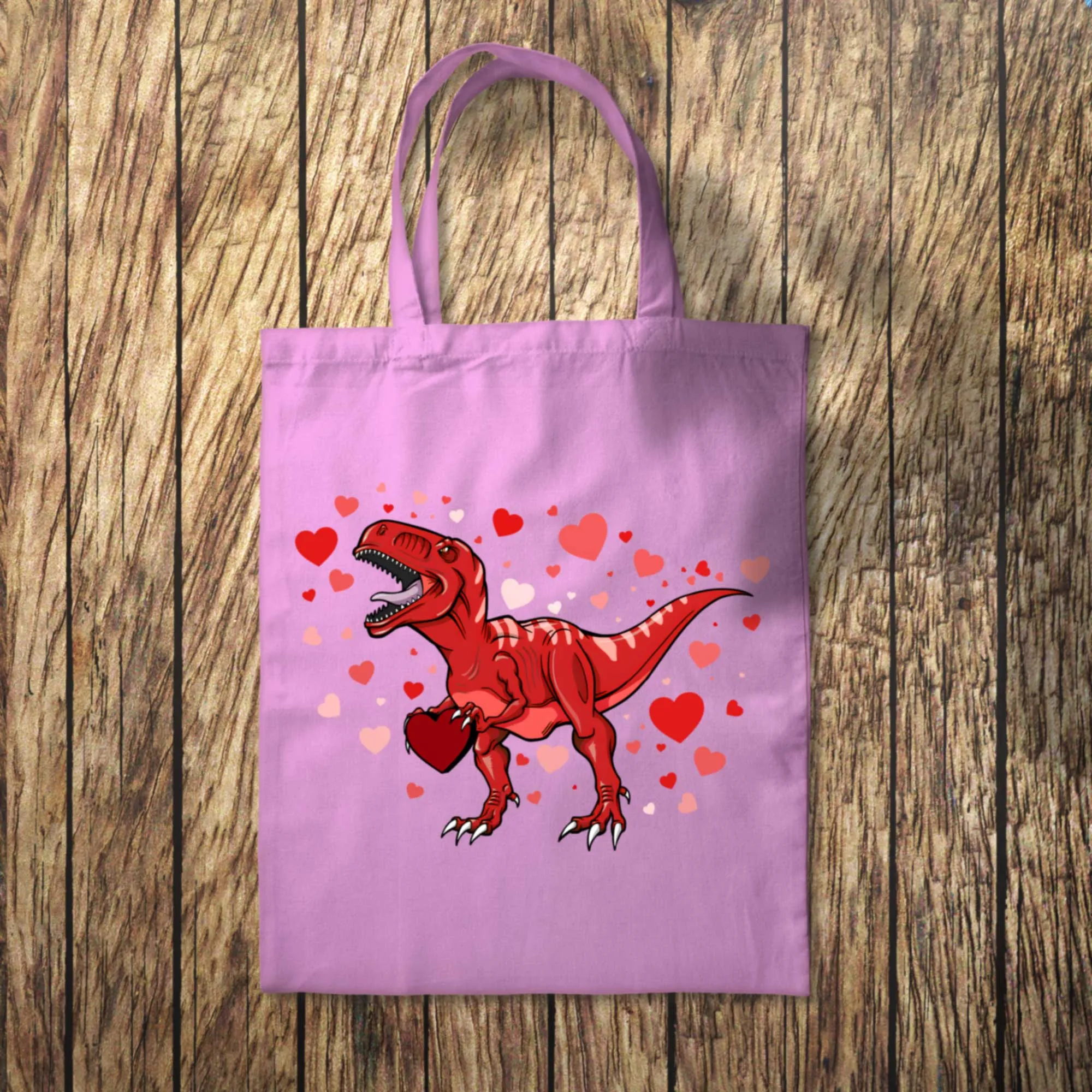 Red Dinosaur Hearts Tote Bag 10L Bag