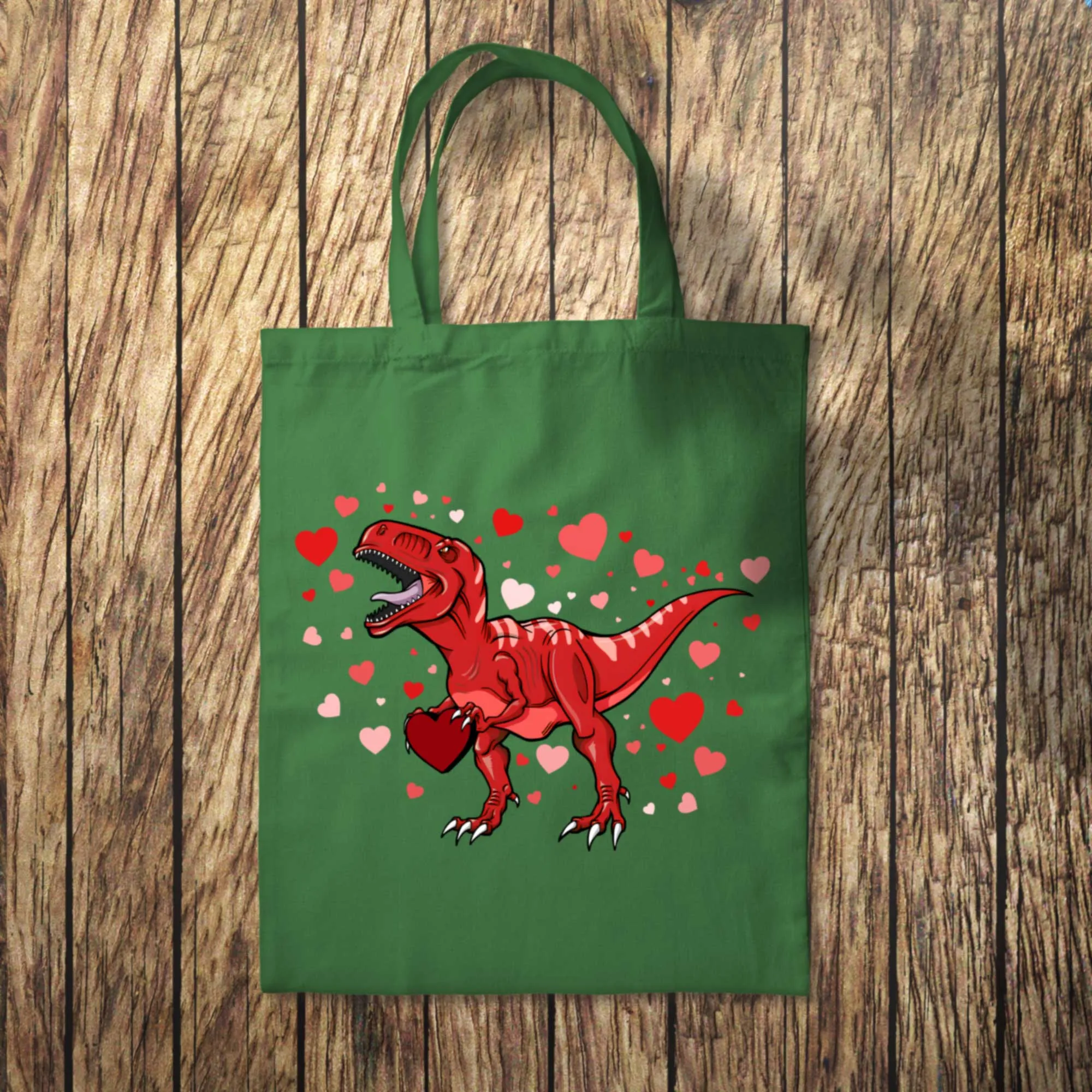 Red Dinosaur Hearts Tote Bag 10L Bag