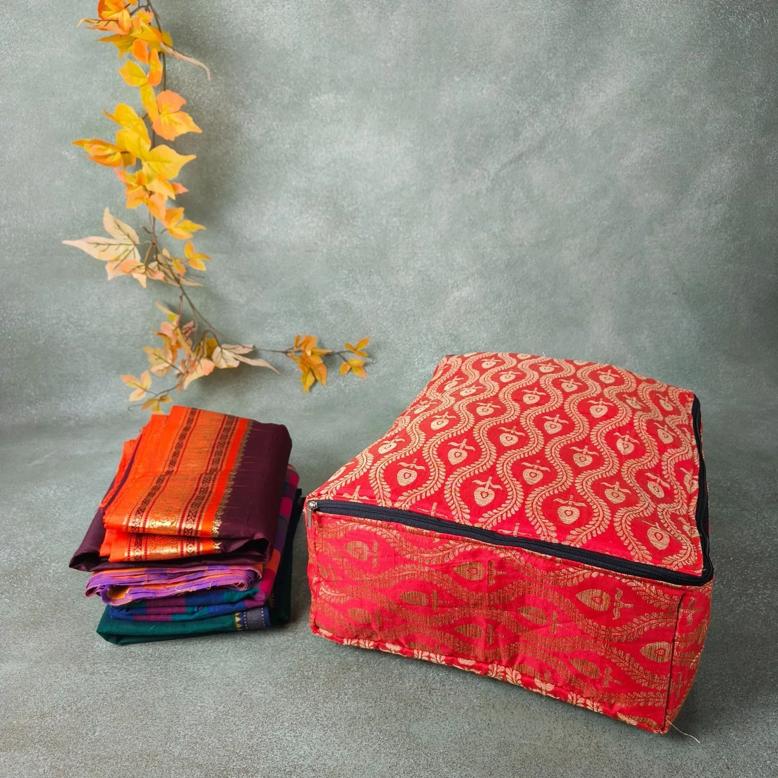 Saree Storage Bags Red Anthemoin Prints Design