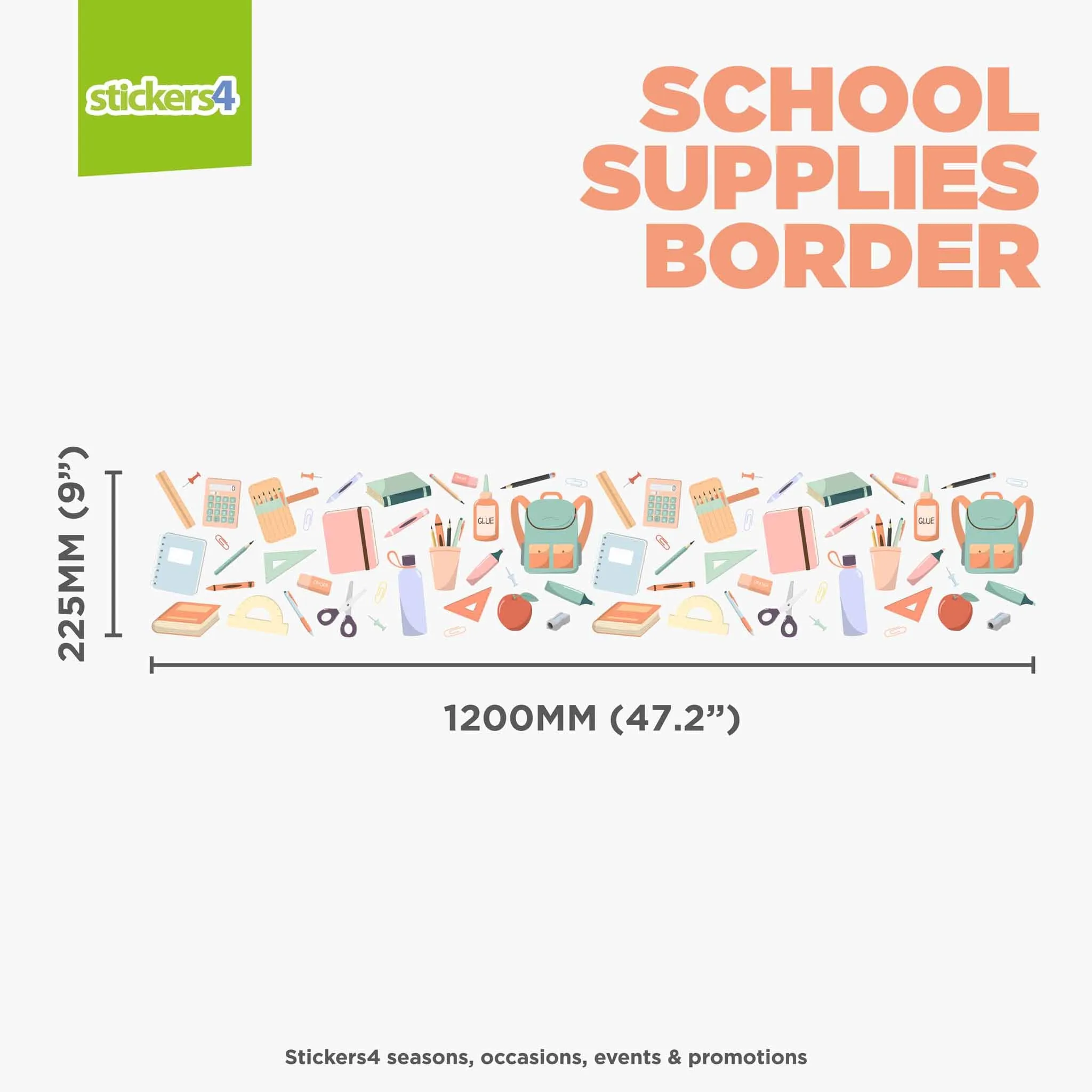 School Supplies Border Window Sticker