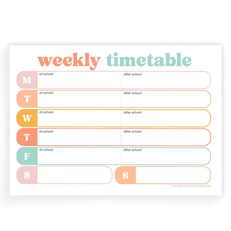 School Weekly Timetable