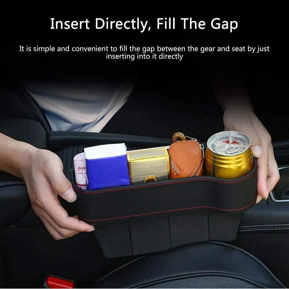 Seat Pockets PU Leather Car Console Side Organizer with