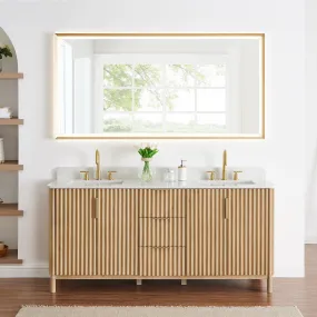 Sierra 72" Double Bathroom Vanity in Washed Light Brown with Engineered Stone Countertop