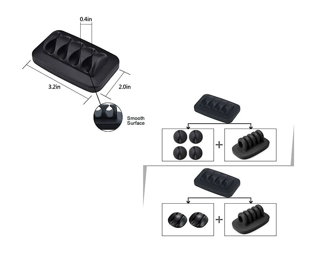 Silicone Cable Holder for Charging Cable - Black