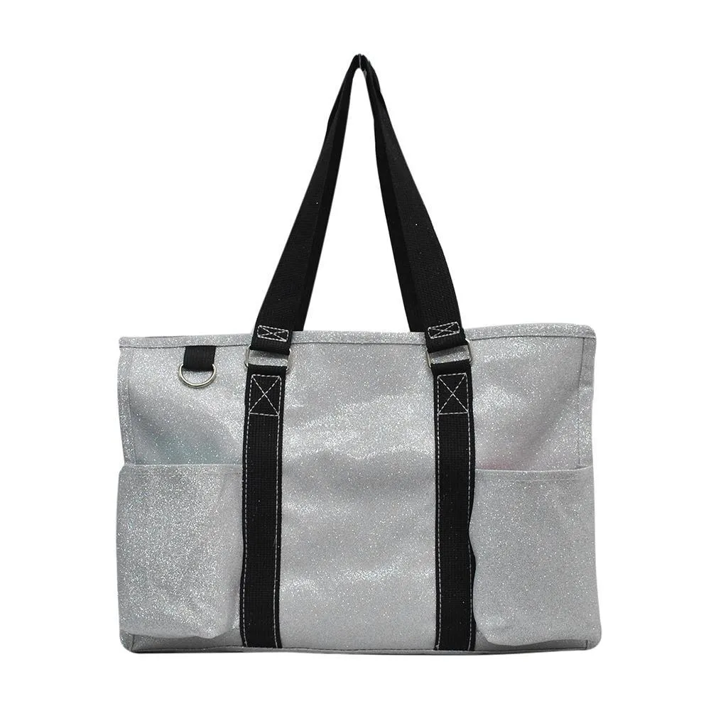 Silver Glitter NGIL Zippered Caddy Organizer Tote Bag