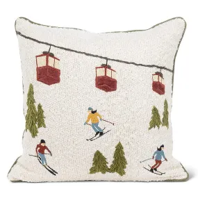 Ski Scene Boucle Pillow - Square