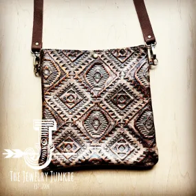 **Small Crossbody Handbag w/ Copper Aztec Tooled Leather 513p