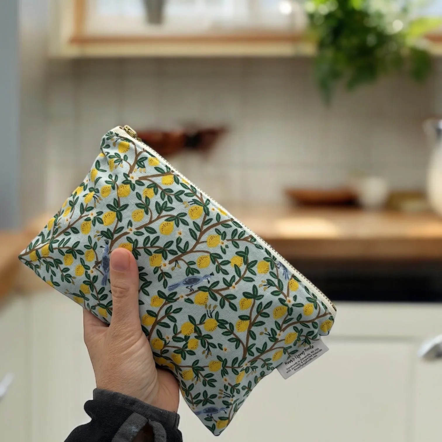 Snack Sized Reusable Zippered Bag Lemon Tree with Metal Zipper