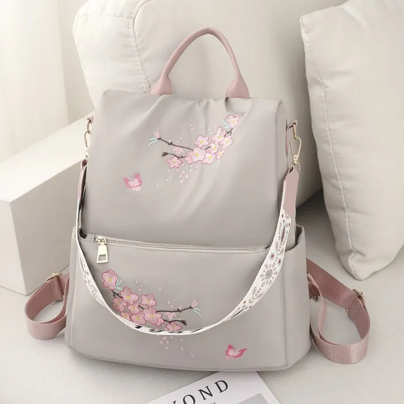 Sohiwoo Anti-theft Floral Oxford Backpack