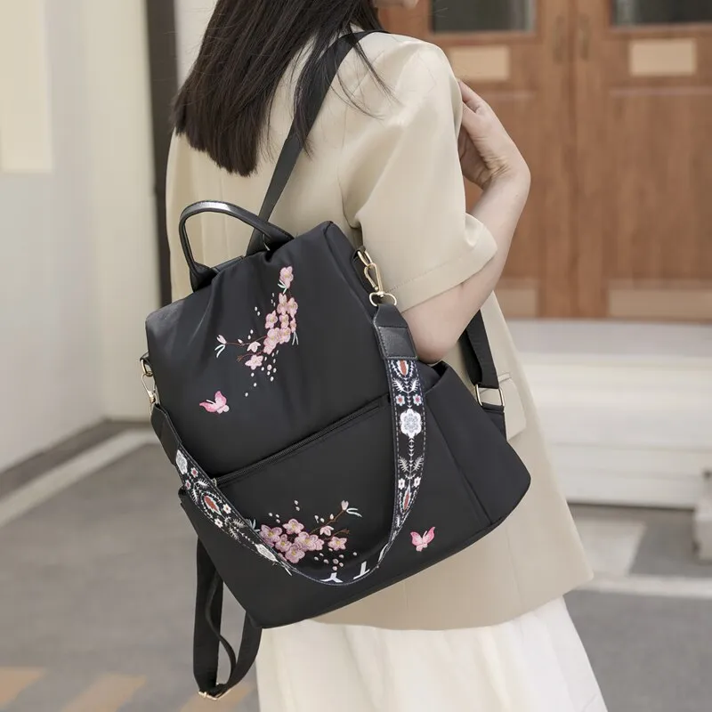 Sohiwoo Anti-theft Floral Oxford Backpack