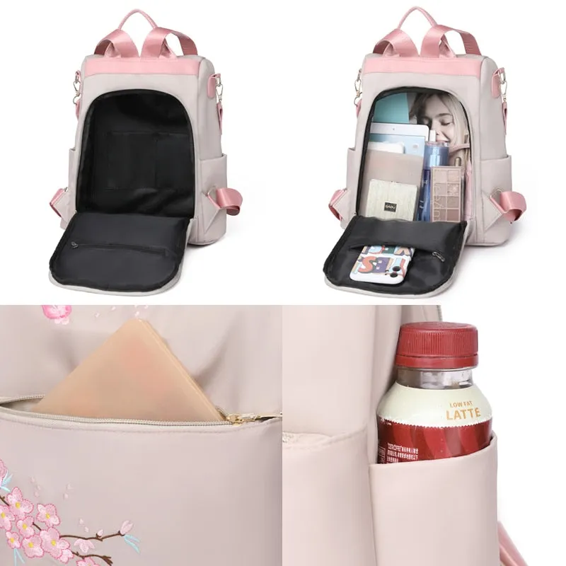 Sohiwoo Anti-theft Floral Oxford Backpack