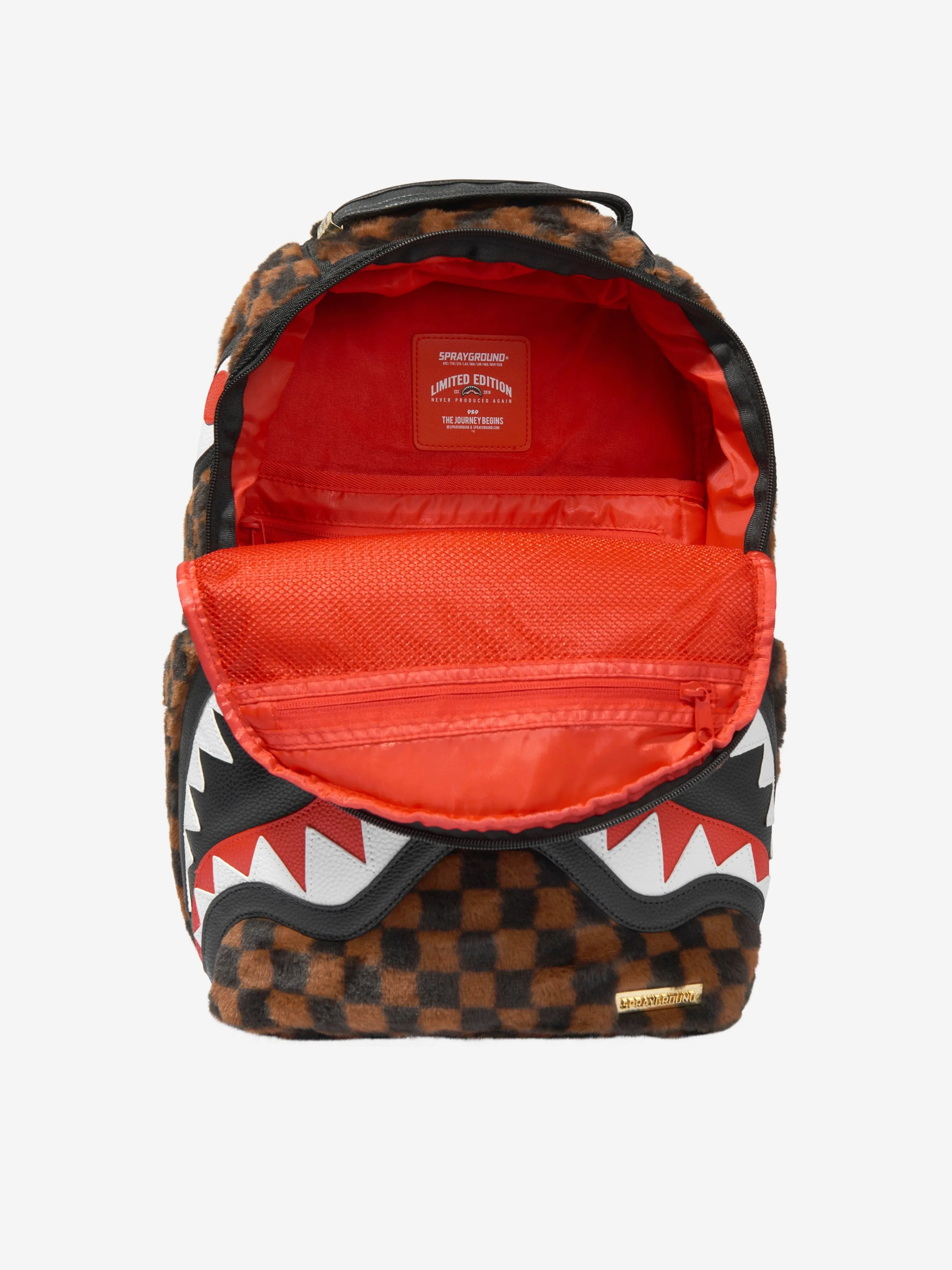 Sprayground Kids Fur Sharks In Paris Backpack in Brown