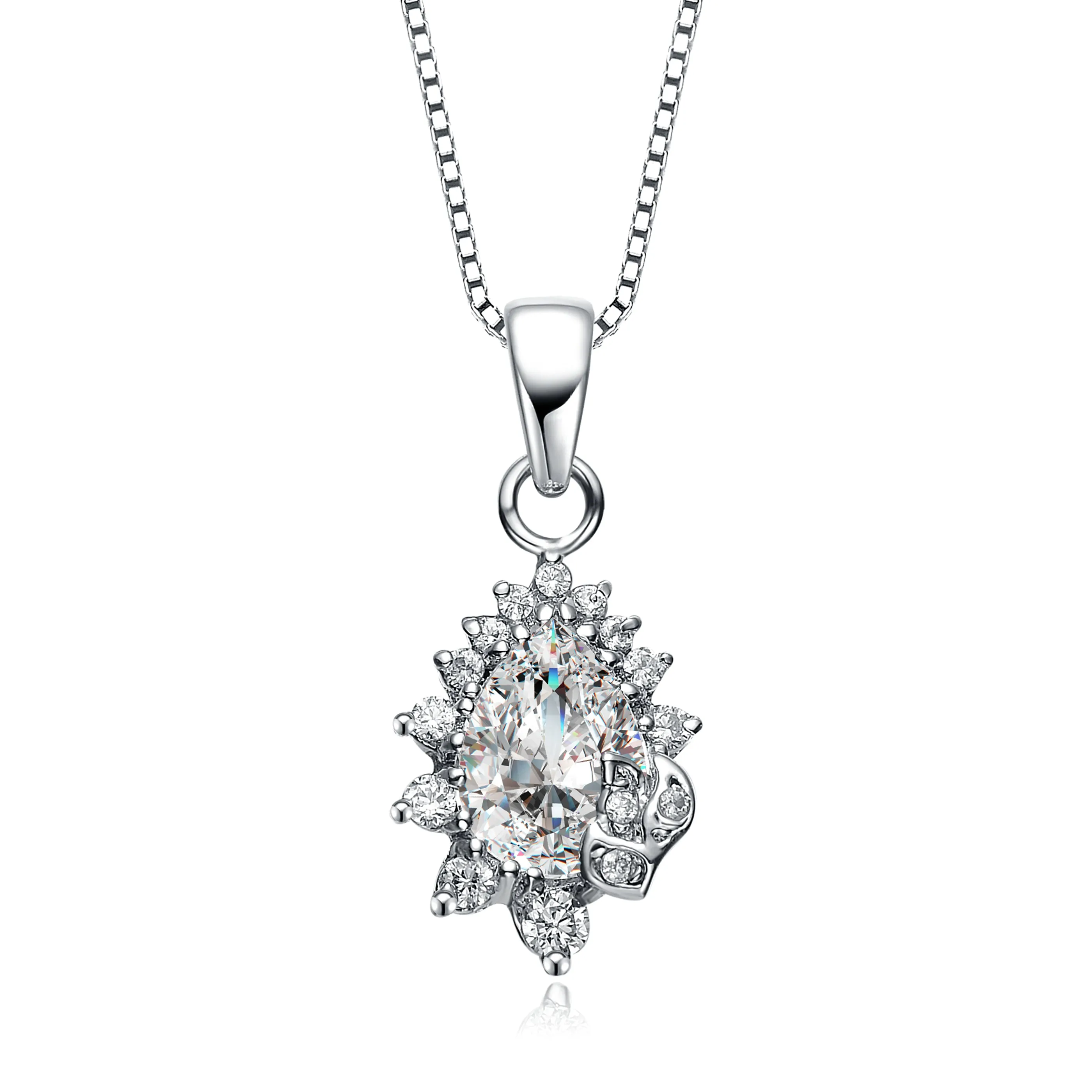 Sterling Silver White Cubic Zirconia Studded Pendant