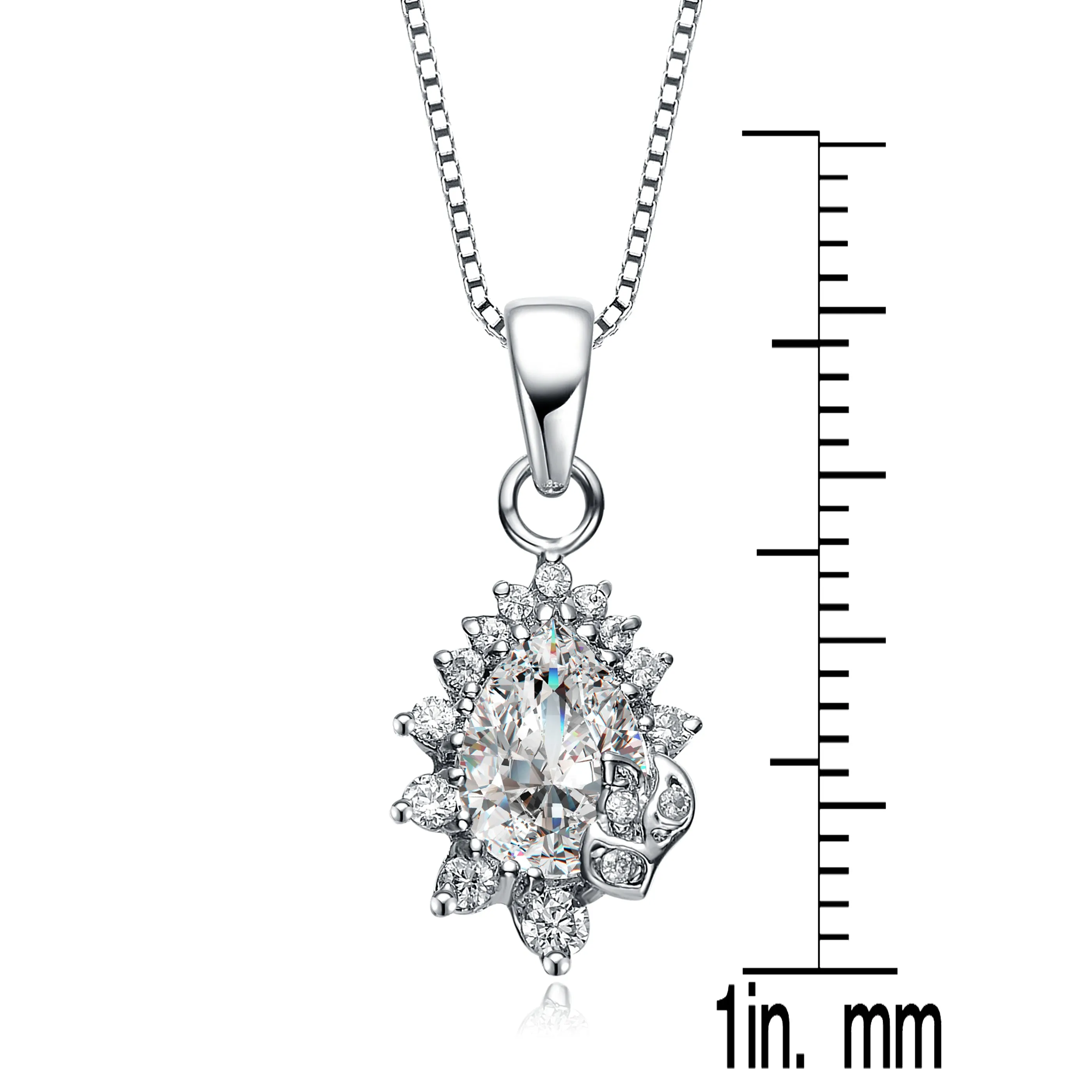 Sterling Silver White Cubic Zirconia Studded Pendant