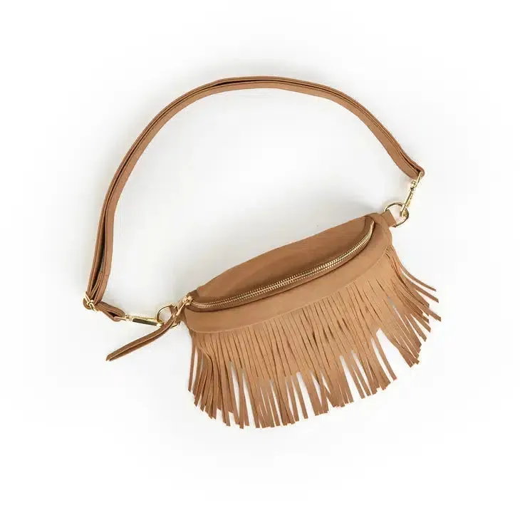 Suede Fanny Pack Bum Bag with Removeable Fringe (Multiple Colors)