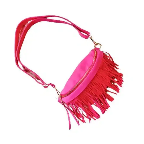 Suede Fanny Pack Bum Bag with Removeable Fringe (Multiple Colors)