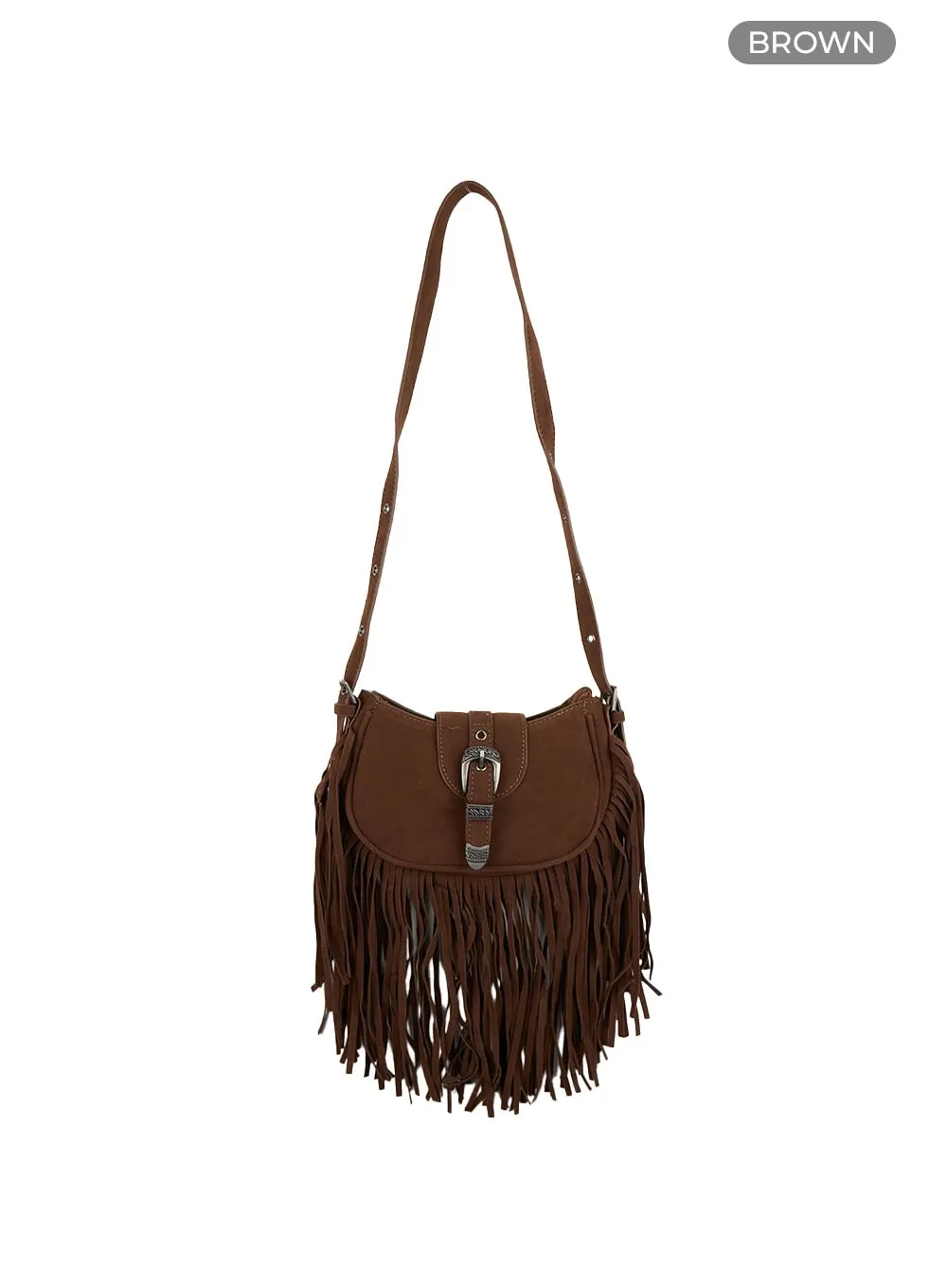 Suede Fringe Buckle Shoulder Bag IS427