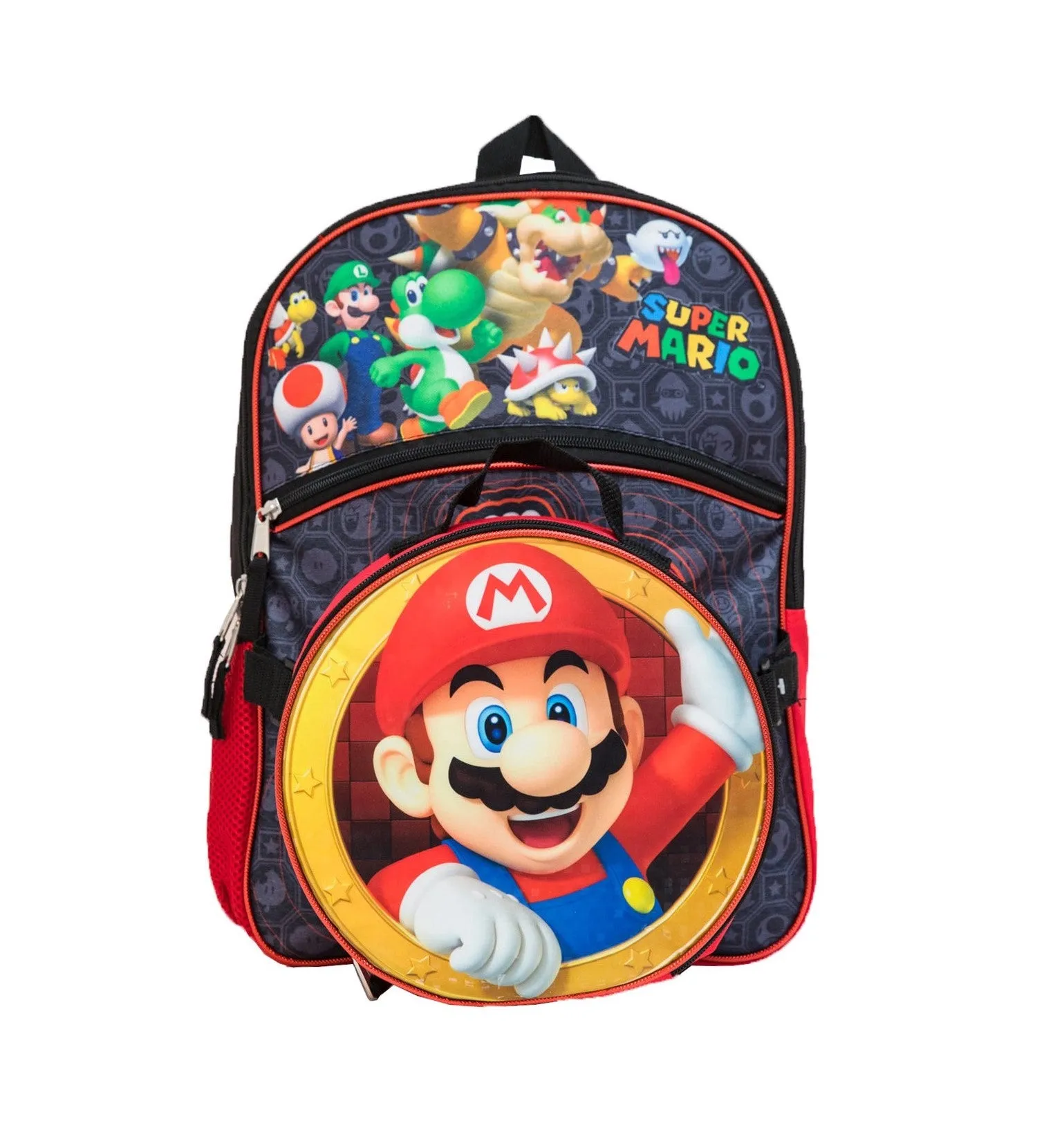 Super Mario Backpack Large 16 inch and Circle Lunch Bag Set