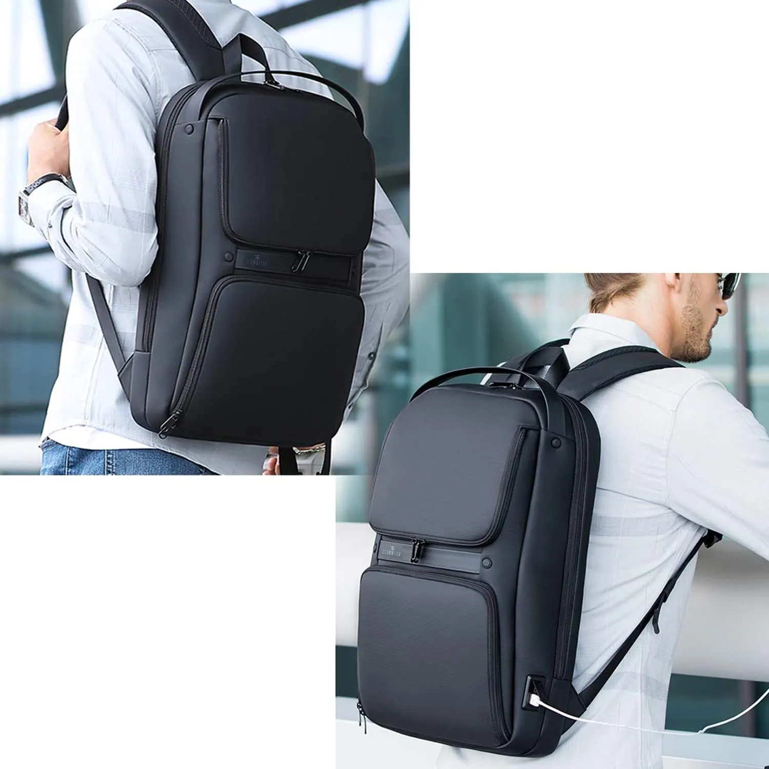 THE CLOWNFISH 18 Ltrs Water Resistant Anti-Theft Unisex Travel Laptop Backpack With Usb Charging Port (Grey)