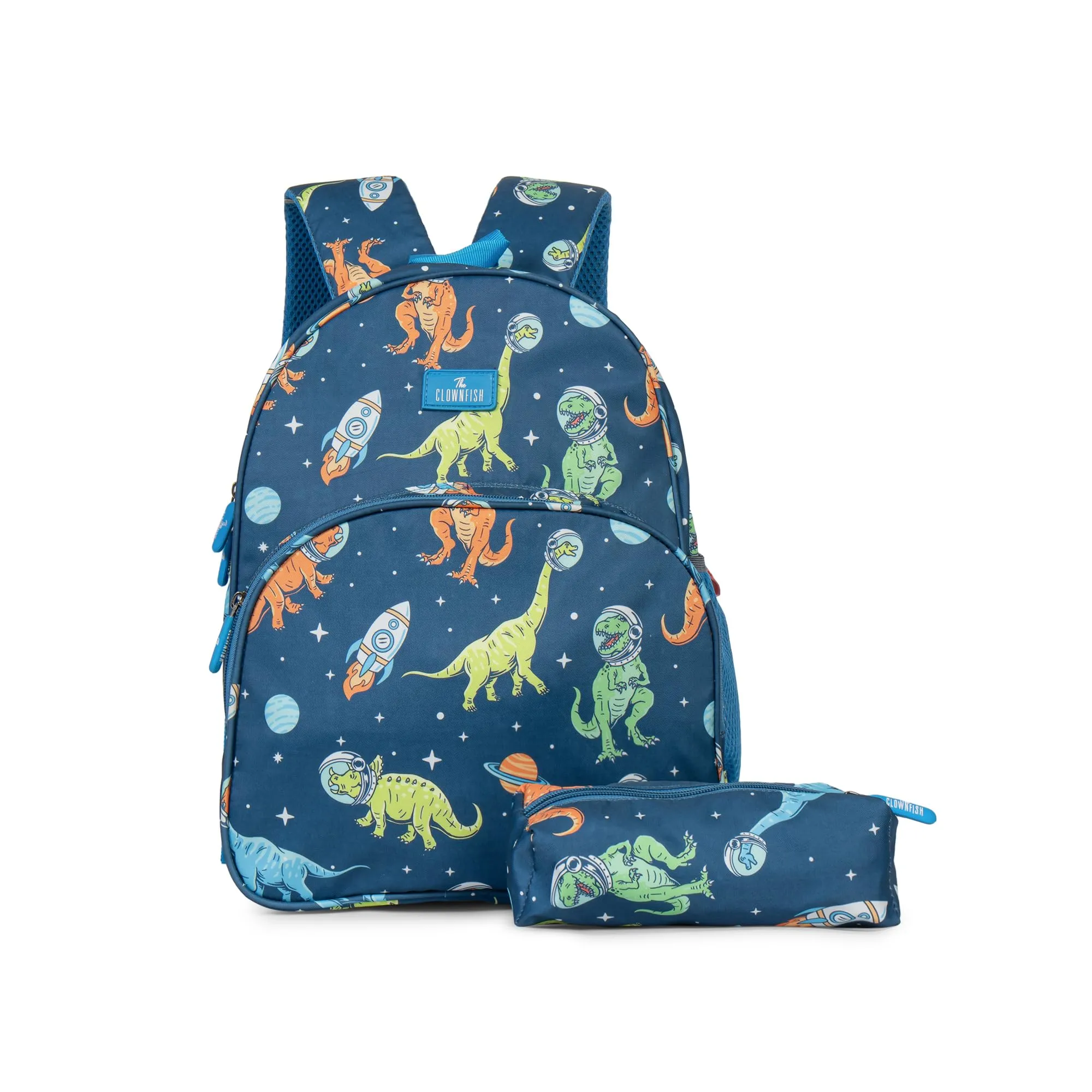 THE CLOWNFISH Cosmic Critters Series Printed Polyester 15 Litres Kids Backpack School Bag with Free Pencil Staionery Pouch Daypack Picnic Bag for Tiny Tots Of Age 5-7 Years (Blue - Diano)