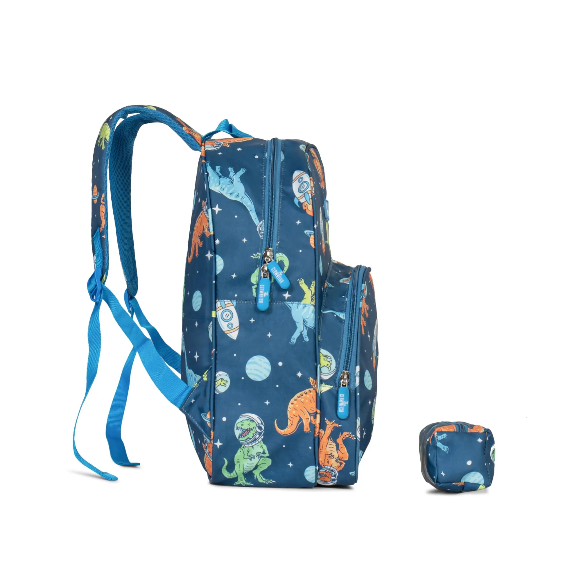 THE CLOWNFISH Cosmic Critters Series Printed Polyester 15 Litres Kids Backpack School Bag with Free Pencil Staionery Pouch Daypack Picnic Bag for Tiny Tots Of Age 5-7 Years (Blue - Diano)