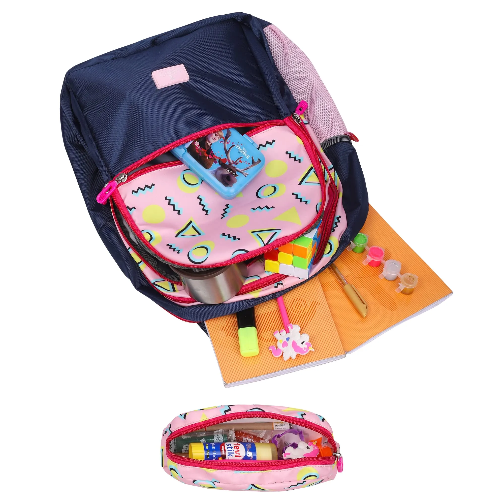 THE CLOWNFISH Edutrek Series Printed Polyester 36 L School Backpack with Pencil/Stationery Pouch School Bag Front Zip Pocket Daypack Picnic Bag For School Going Boys & Girls Age-10  years (Rose Pink)