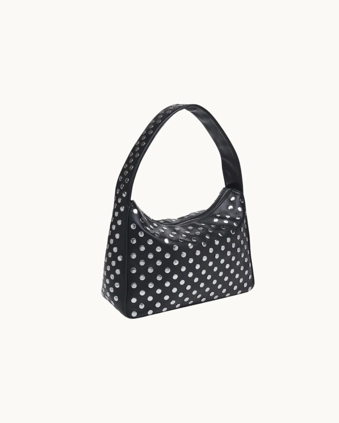 The Rebel: Studded Shoulder Bag Black