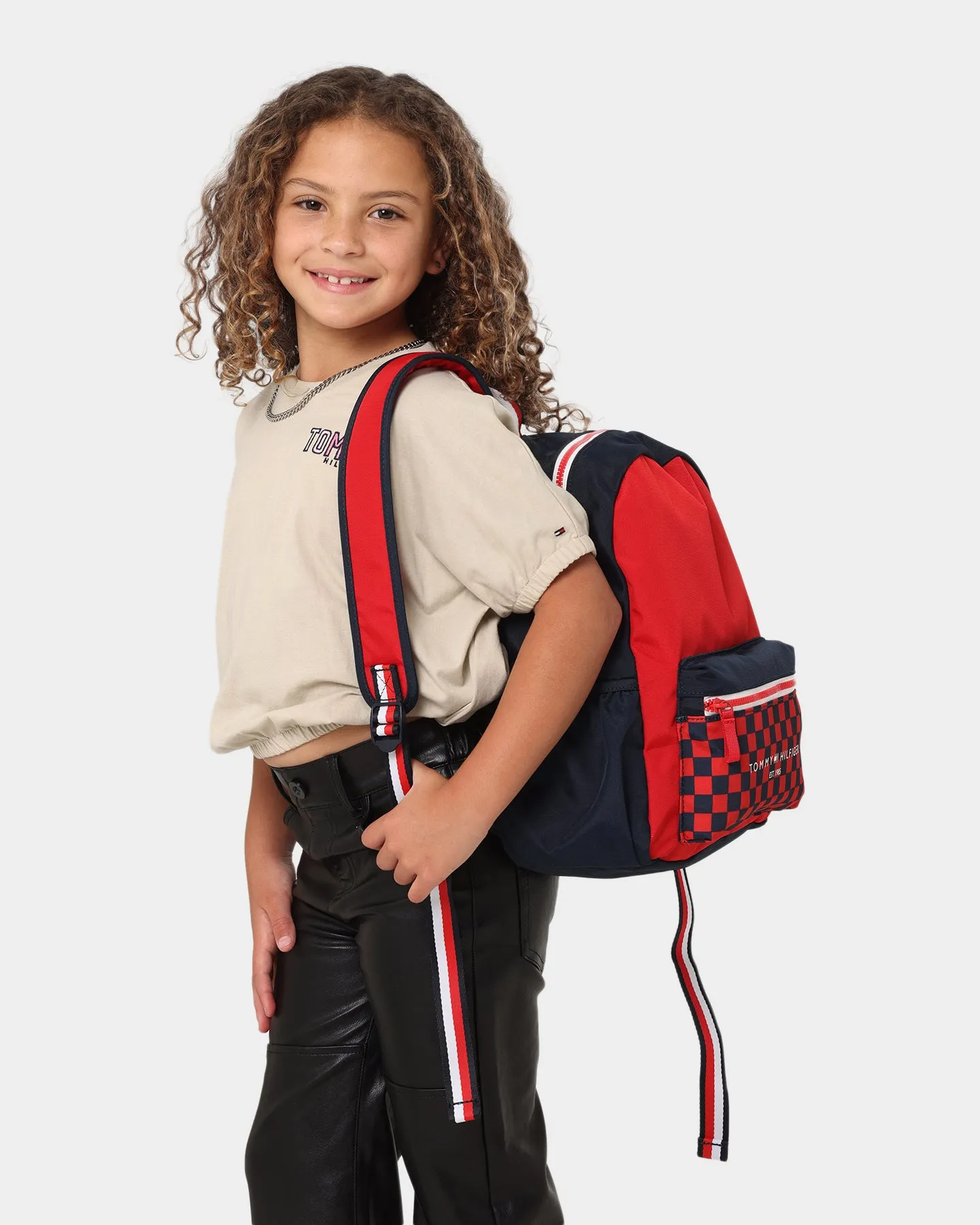 Tommy Hilfiger Kids' TH Establishd Logo Backpack Red Check