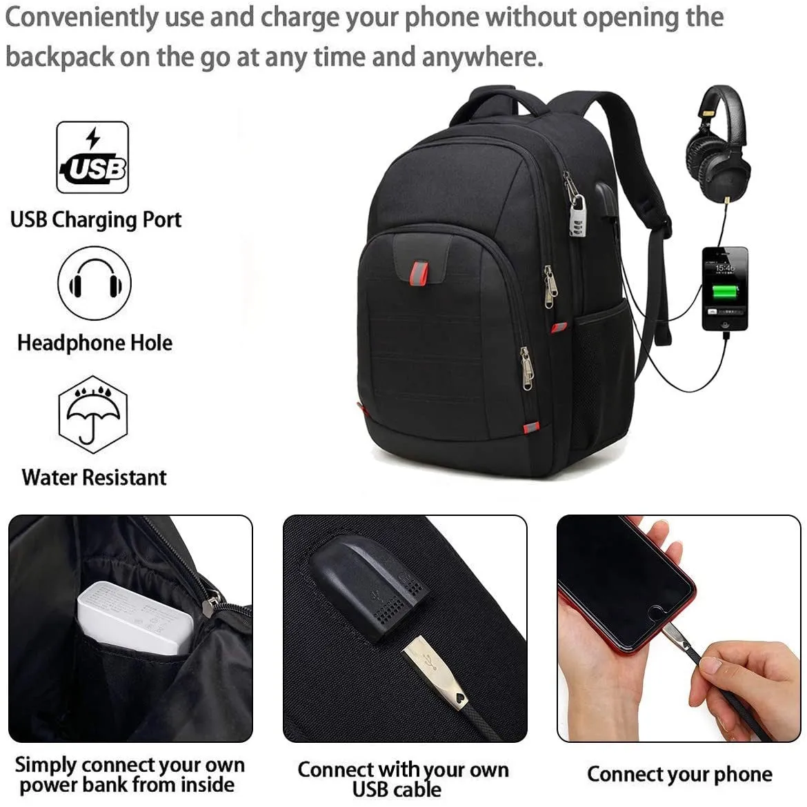 Travel Laptop Backpack | Extra Large Anti Theft College School Backpack for Men and Women | Back