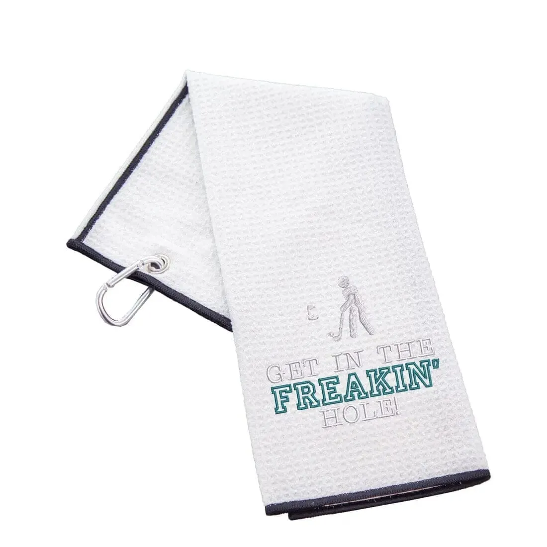 Tri-Fold Golf Towel Embroidered With Get In The Freakin' Hole Logo