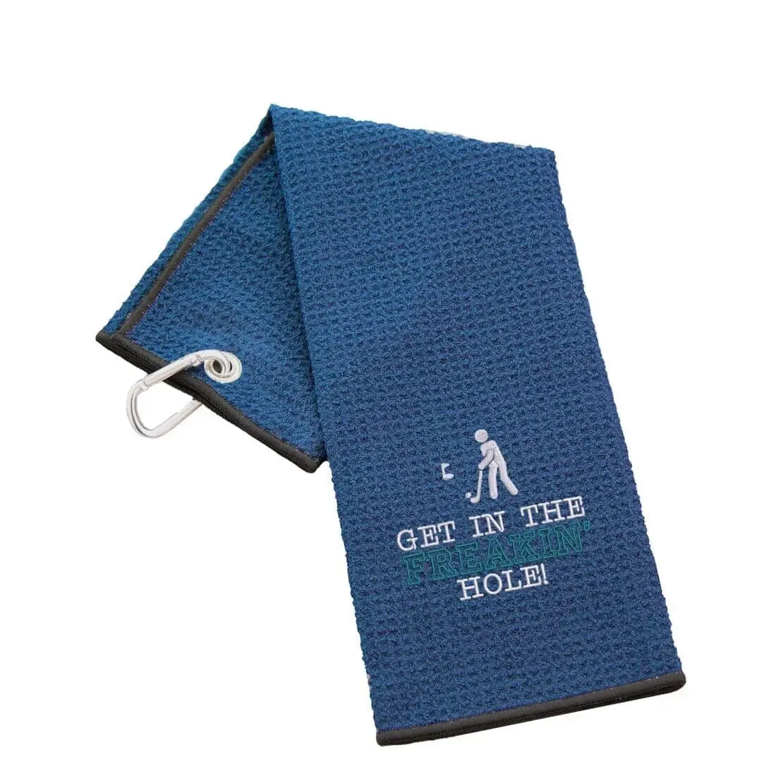 Tri-Fold Golf Towel Embroidered With Get In The Freakin' Hole Logo