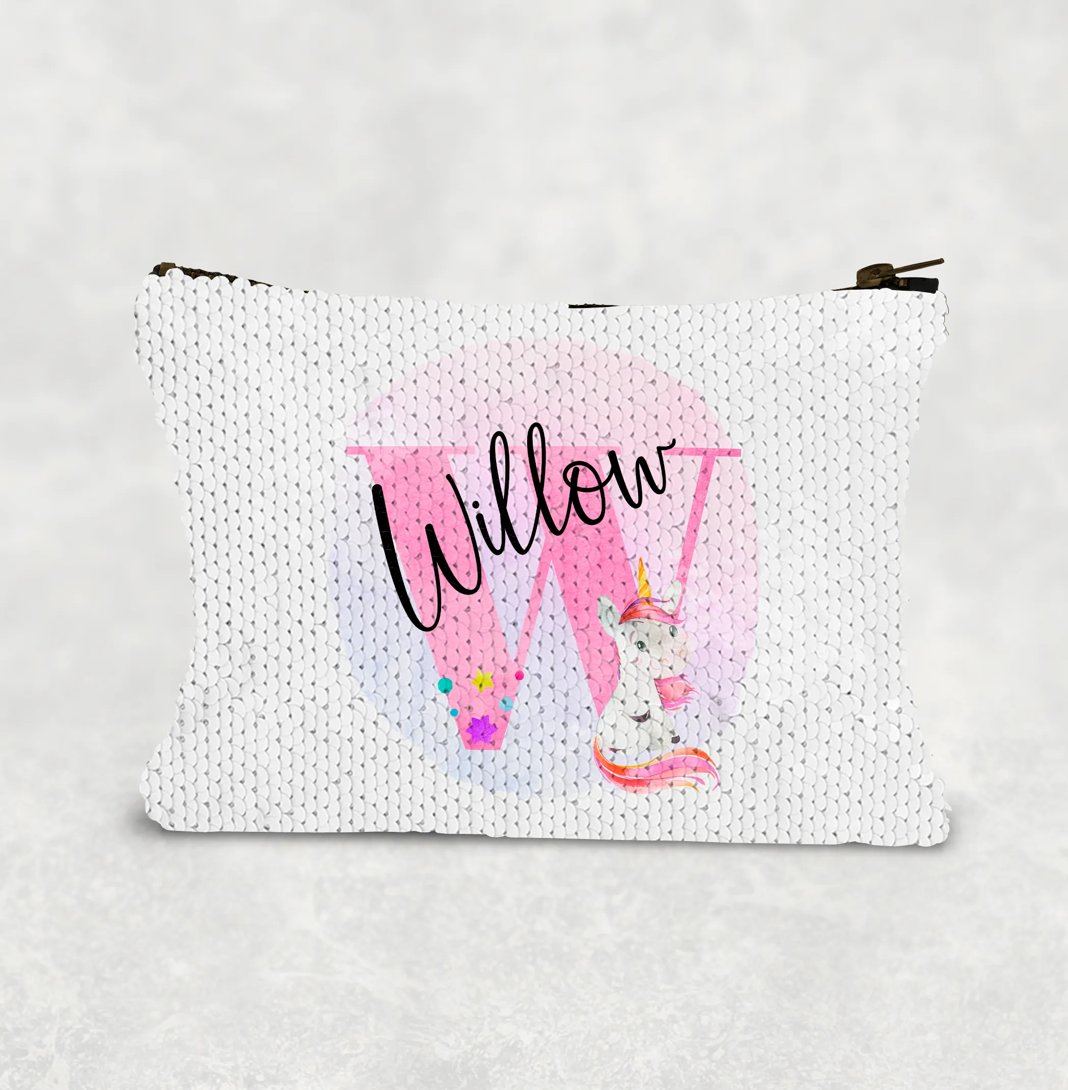 Unicorn Alphabet Personalised Sequin Bag