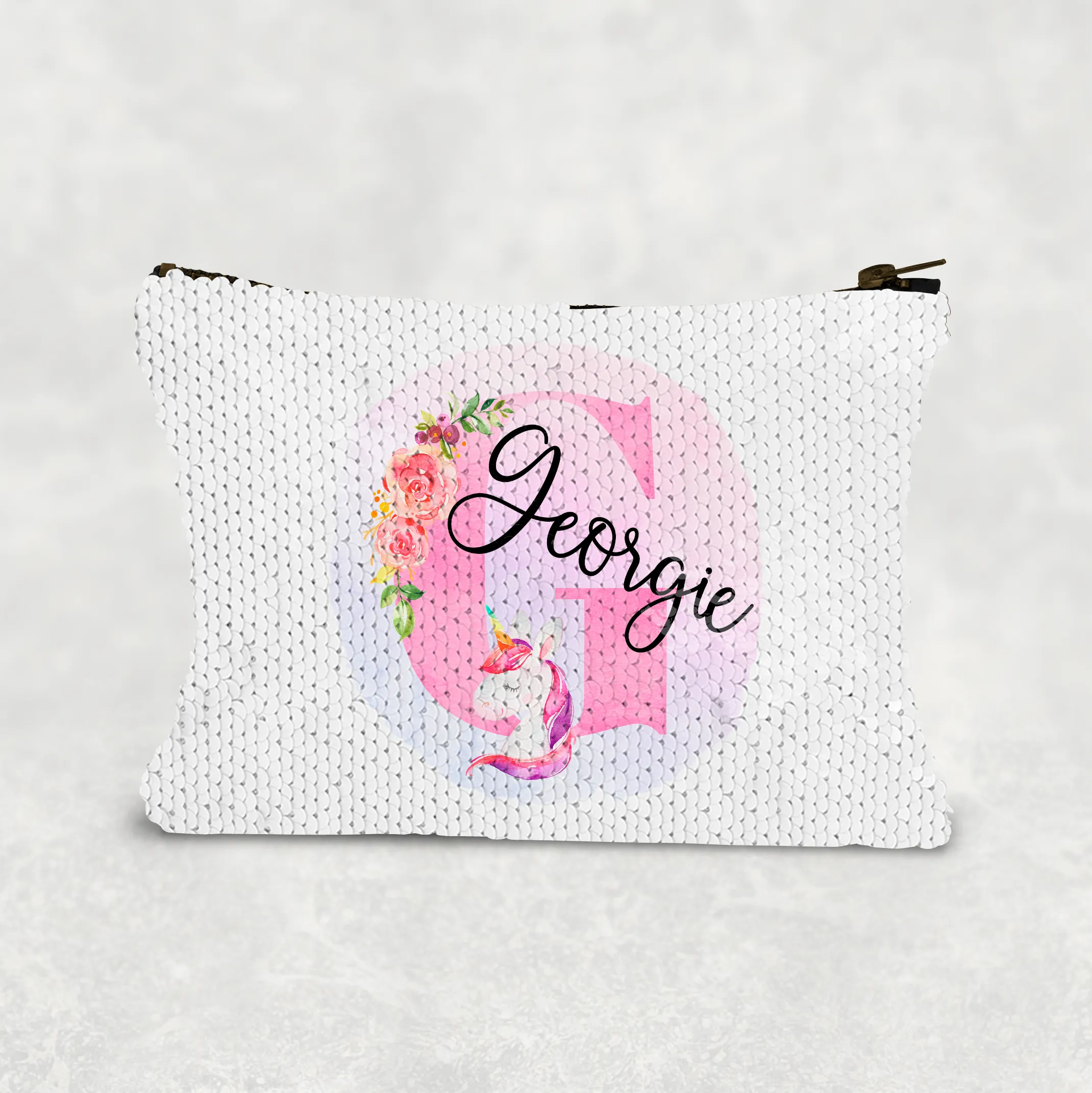 Unicorn Alphabet Personalised Sequin Bag