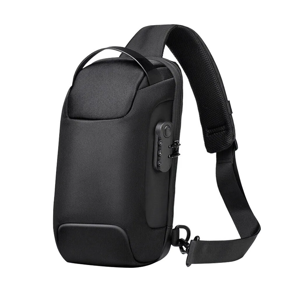 US 1-2 Pcs Sling Backpack USB Port Anti-Theft Men's Chest Shoulder Crossbody Bag