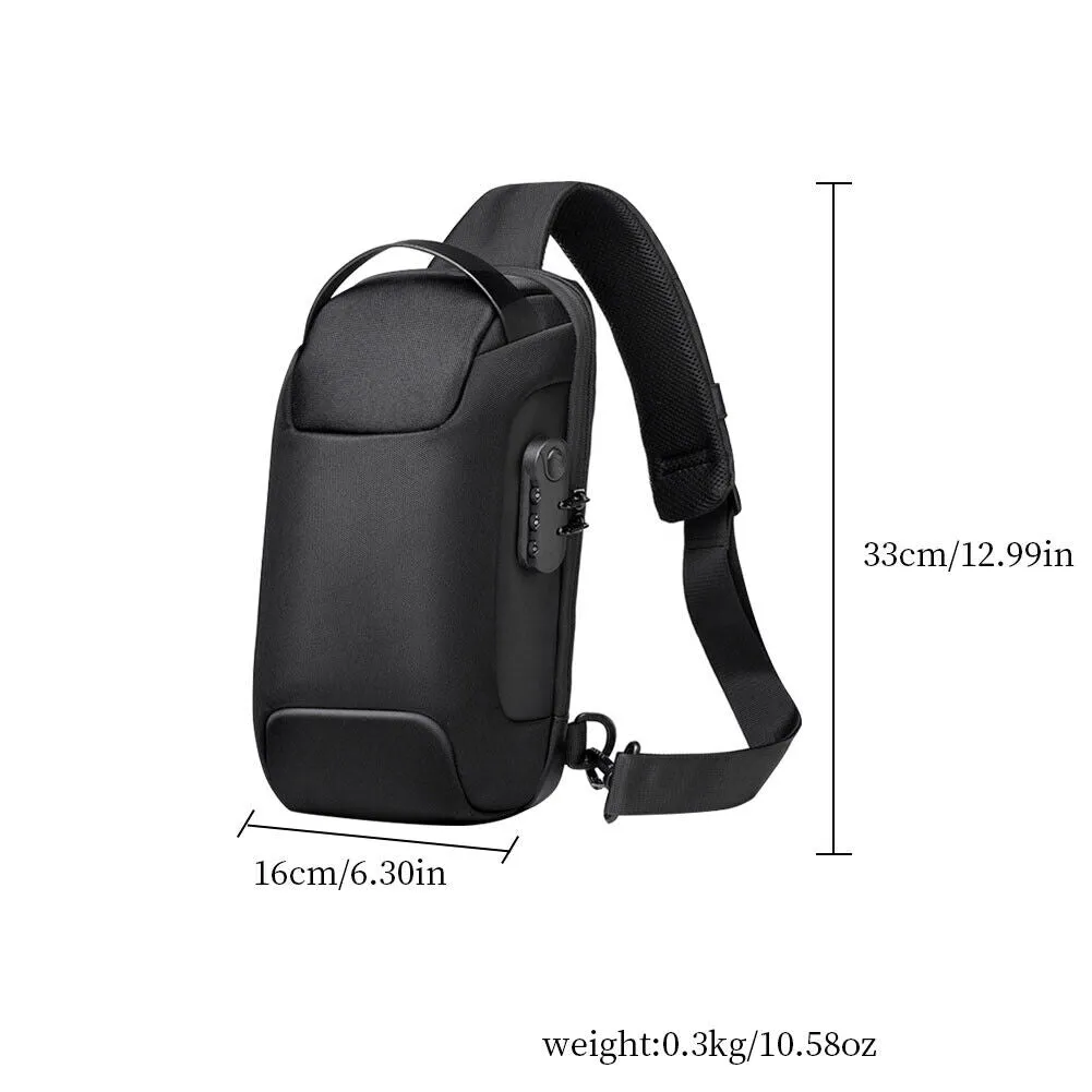 US 1-2 Pcs Sling Backpack USB Port Anti-Theft Men's Chest Shoulder Crossbody Bag