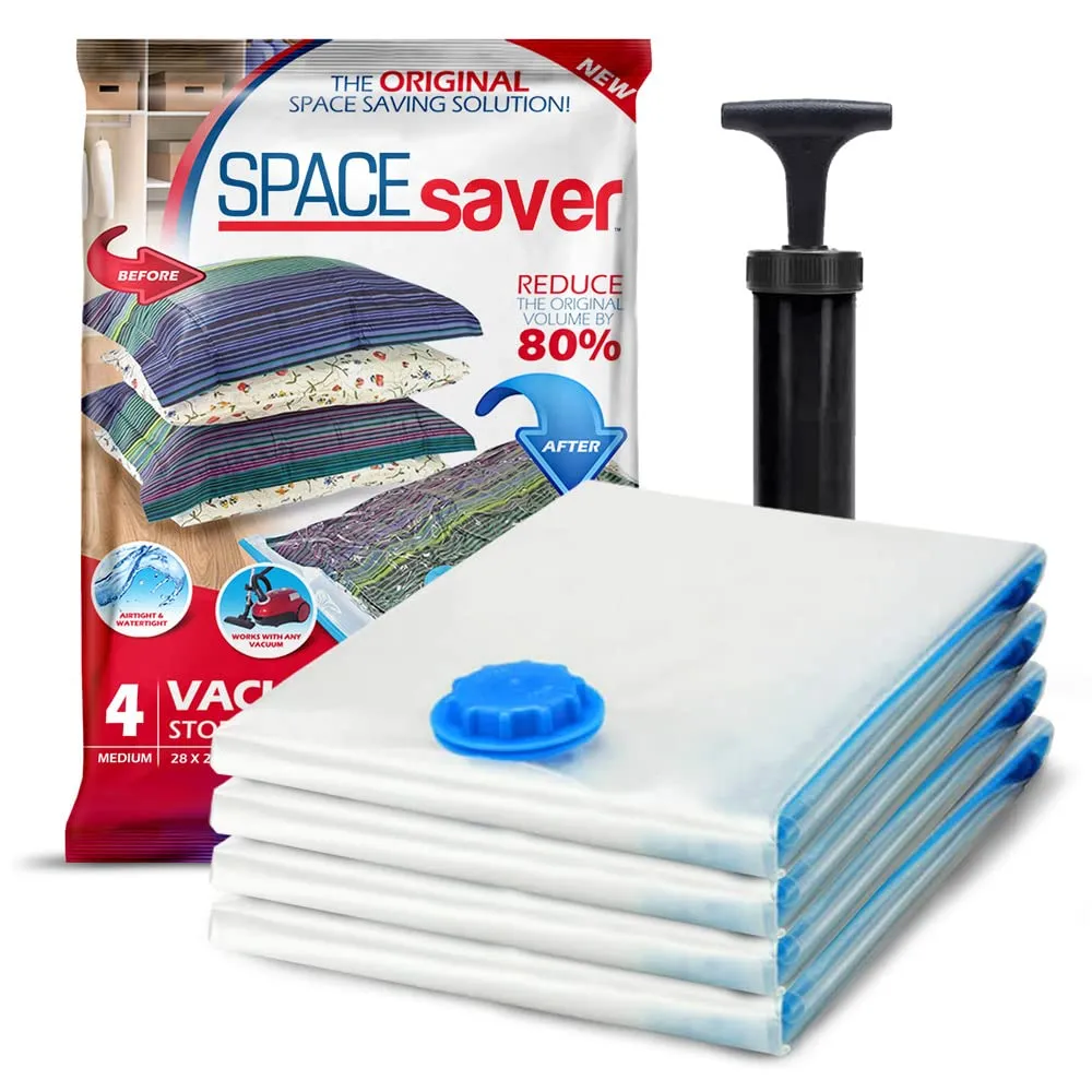 Vacuum Storage Bags (Medium 4 Pack) Save 80% On Clothes Storage Space - Vacuum