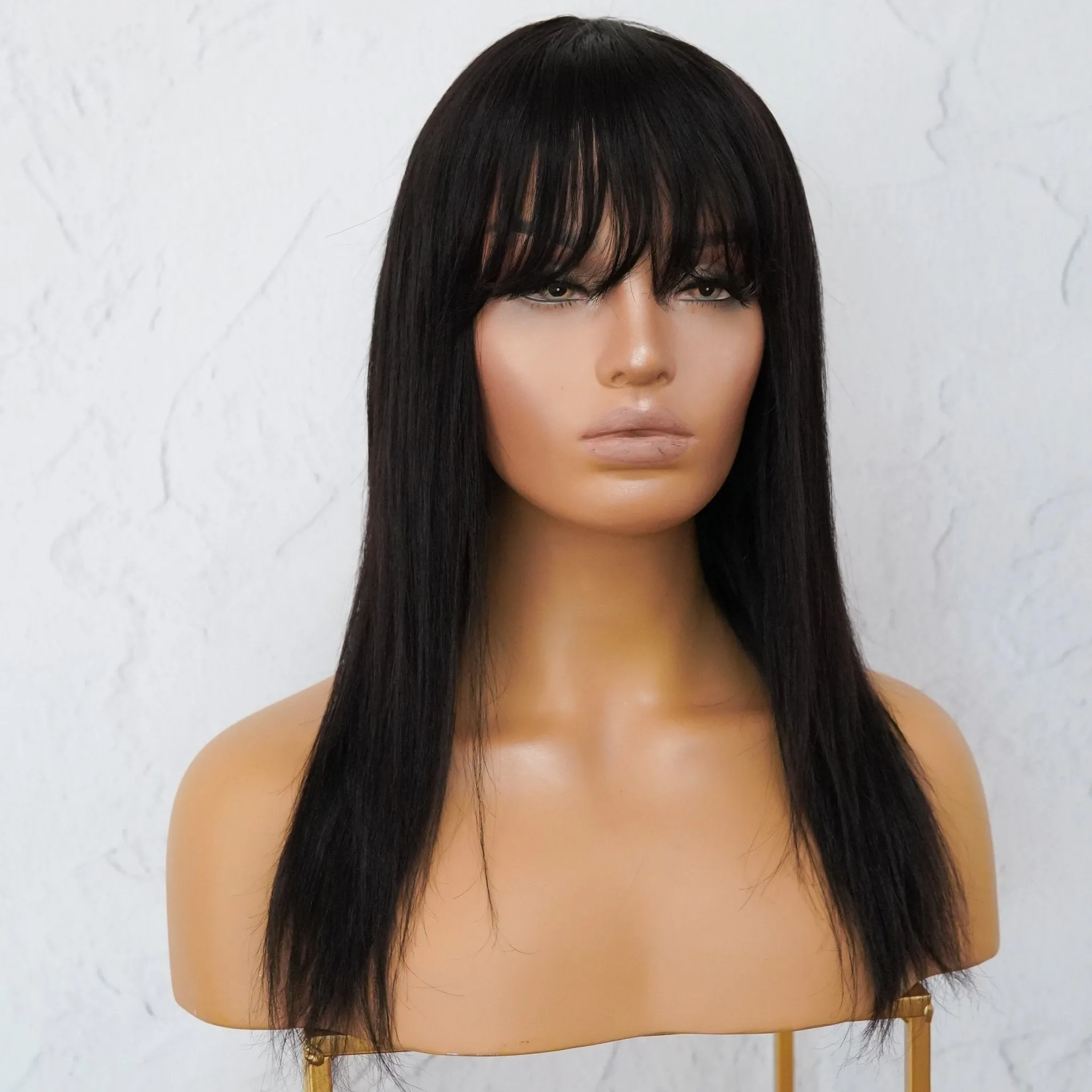 VICTORIA Black Human Hair Fringe Wig 16" **READY TO SHIP**